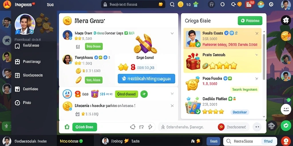 Fitur sosial memungkinkan interaksi pemain.